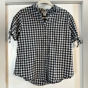 Black & White Gingham Button-Down Shirt